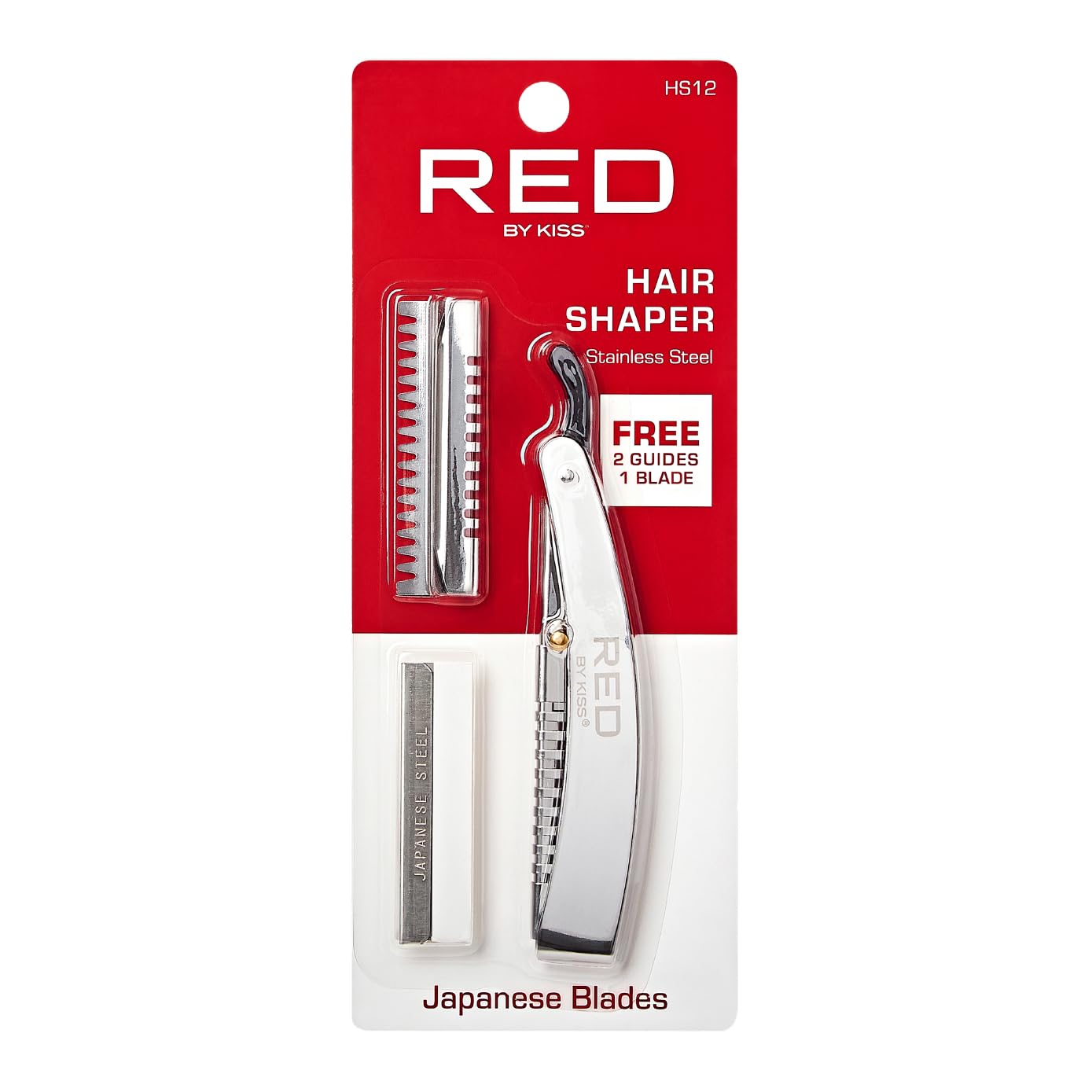 RED by Kiss Stainless Steel Hair Shaper, Shaving Razor Blades Edge Trimmer for Men, Silver, Classic Style Beauty and Personal Care Red by Kiss