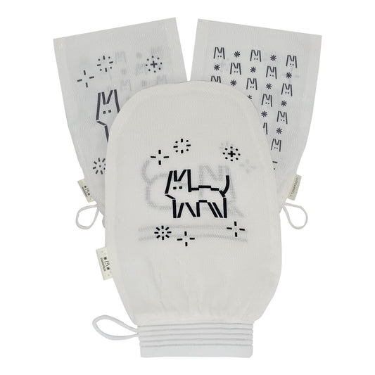 Ttaemigo Band White Exfoliating Mitt for Body (2pc) - ttaemigo is a premium exfoliating mitt made from the secret exfoliation method of the Korean Beauty and Personal Care ttaemigo