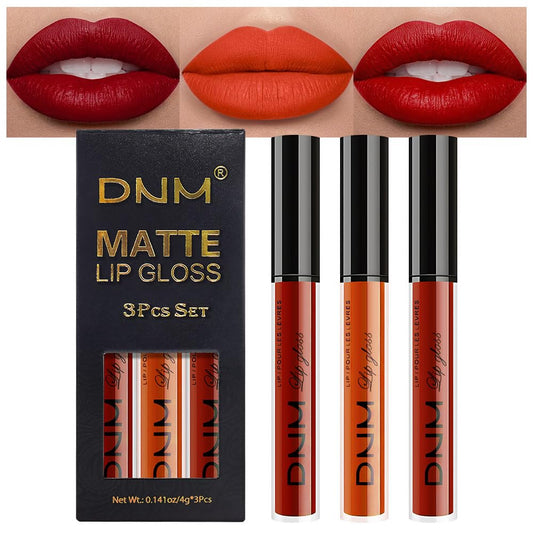 evpct 3Pcs Dark Orange Ruby Red Matte Liquid Lipstick Lip Stain Sets for Women, Matte Lipstick Long Lasting Waterproof Permanent 24 Hours original Beauty and Personal Care evpct Default Title