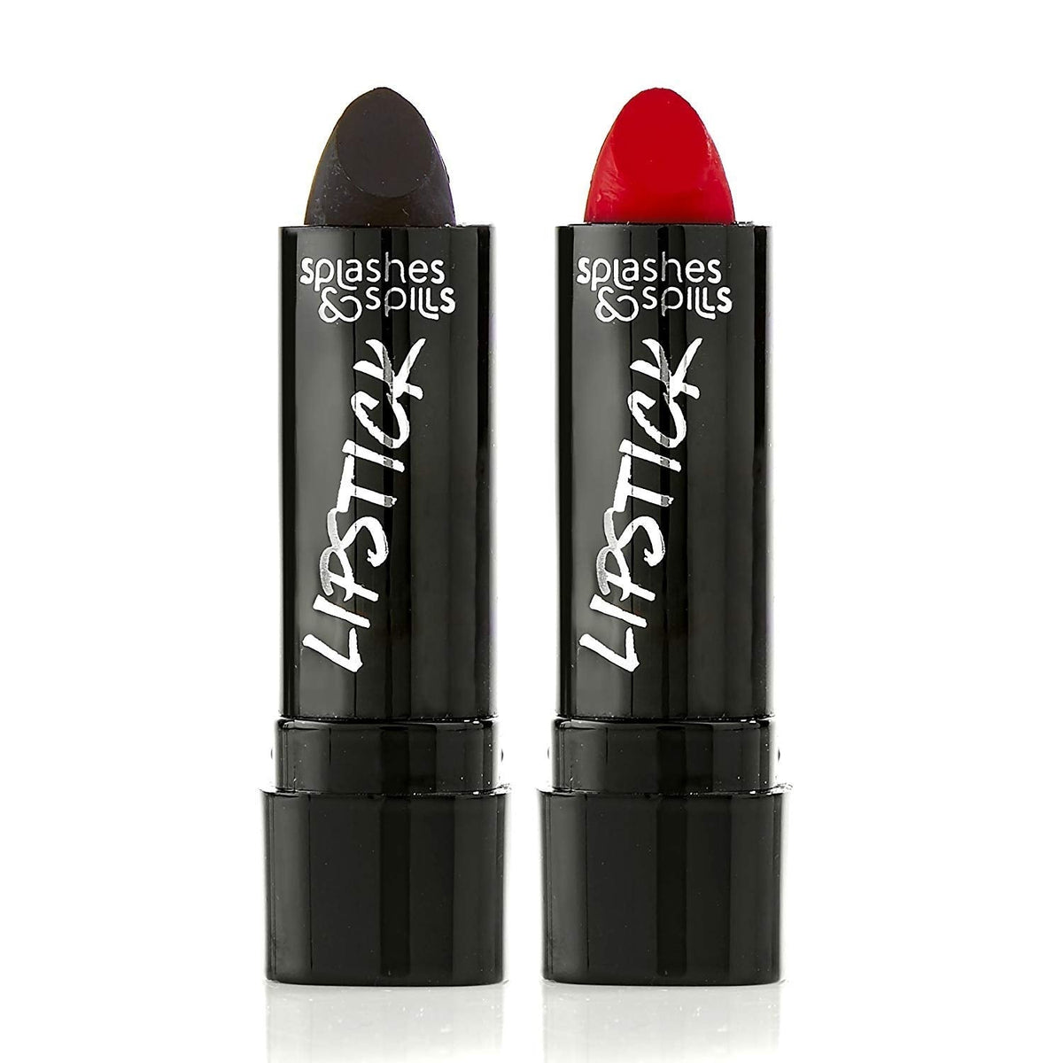 Vivid Black and Red Lipstick - 2 Pack Combo - Bold, Translucent, No Sheen Lip Color With Matte Finish - Makeup and Cosmetics by Splashes & Spills Beauty & Personal Care splashes & spills