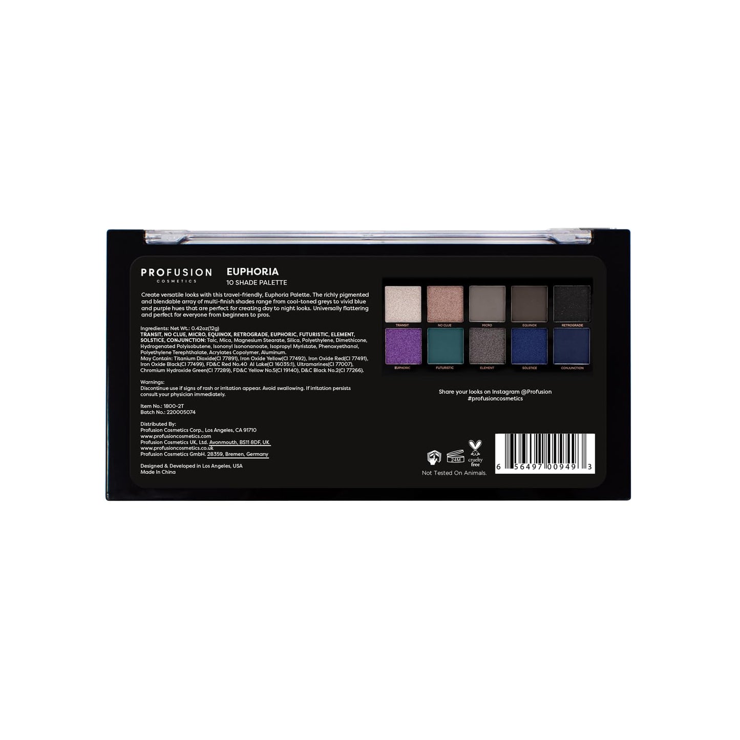 Profusion Cosmetics Euphoria 10 Shade Eyeshadow Palette Beauty & Personal Care Profusion Cosmetics