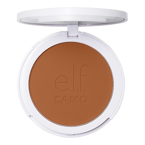 e.l.f. Camo Powder Foundation, Lightweight, Primer-Infused Buildable & Long-Lasting Medium-to-Full Coverage Pressed Foundation for Face, Tan 450 N Beauty & Personal Care e.l.f.