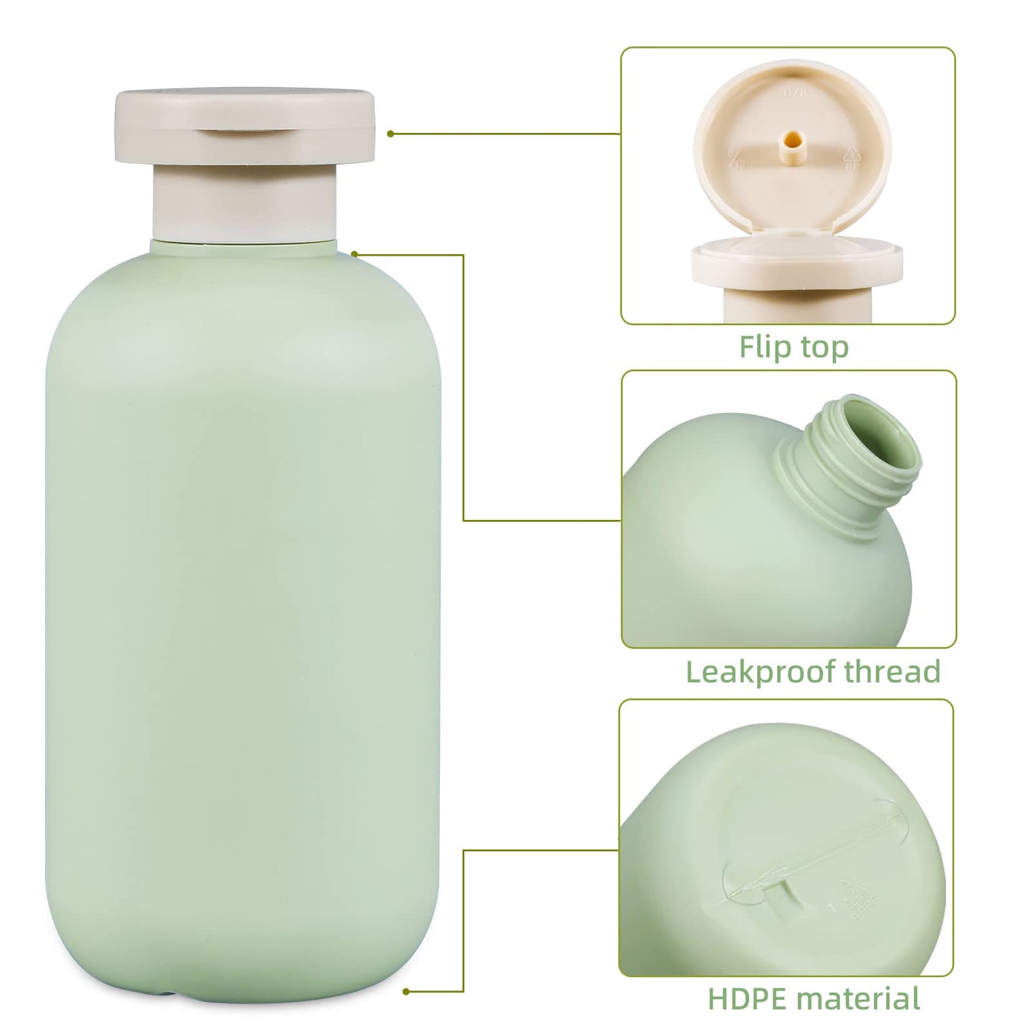 UMETASS 6.8oz Squeeze Bottles with Flip Cap, Refillable Plastic Travel Bottles for Creams, Lotion, Shampoo, Conditioner (2 Pcs) Beauty and Personal Care UMETASS