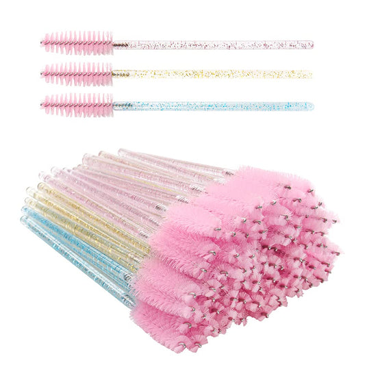 300 Pack Glitter Mascara Wands Disposable EyeLash Spoolie Brushes Makeup Applicator Eyelash Extension Tool Kit (3 colors mix) Beauty & Personal Care Mekupeu