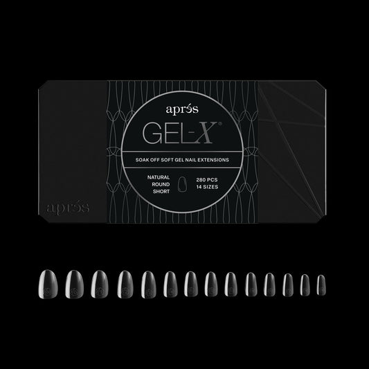 Apres Gel-X® Round Box of Nail Tips | 280 Gel-X Tips, Soft Tips, 14 Sizes 00-9 | Half-sizes Included (Natural Round Short, 280.00 Fl Oz (Pack of 1))