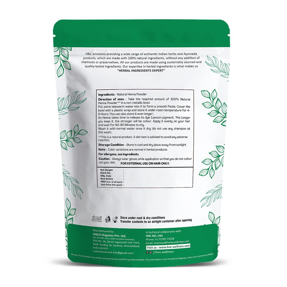 H&C 100% Natural and Pure Henna Powder/Lawsonia Inermis 227 gms (1/2 LB) for Hair Beauty & Personal Care H&C