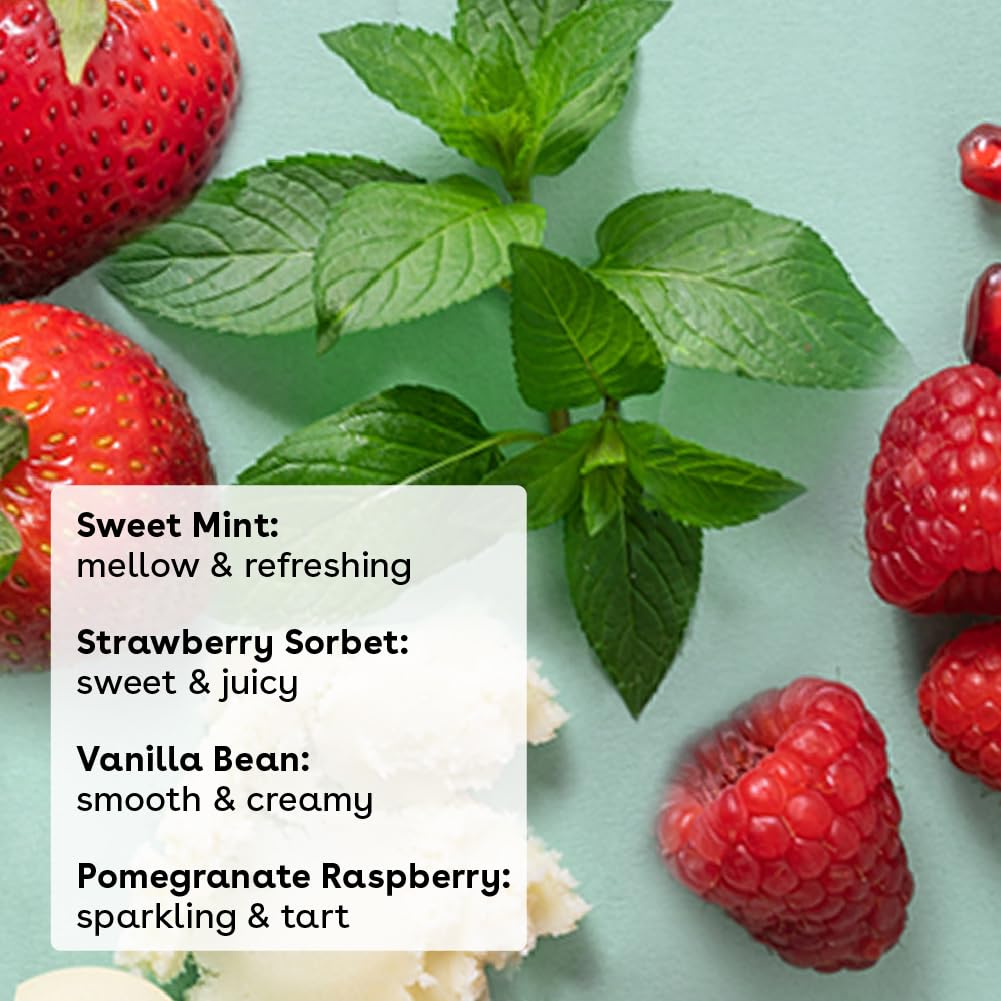 eos 100% Natural & Organic Lip Balm Sticks- Strawberry Sorbet, Vanilla Bean, Sweet Mint & Pomegranate Raspberry, Lip Care Products, 0.14 oz, 4-Pack Beauty & Personal Care eos