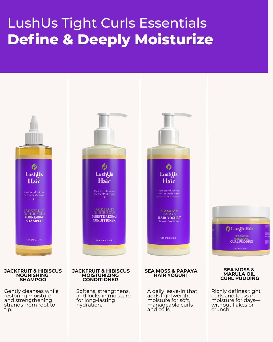LushUs Hair Curl Styling Starter | Hydrating Shampoo & Conditioner | Leave-in Conditioner | Curl Enhance Cream | for Tighter Curl Hair Types Beauty & Personal Care LushUs Hair