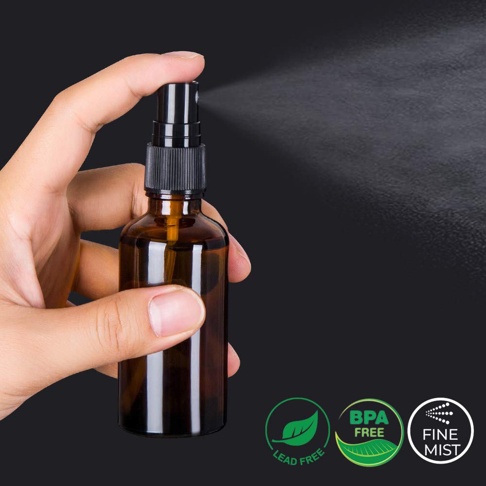 hmaimas Spray Bottles, 2oz Frosted Clear Travel Glass Spray Bottle For Essential Oils, Empty Small Fine Mist Spray Bottles With Green Sprayer (Set Beauty and Personal Care hmaimas