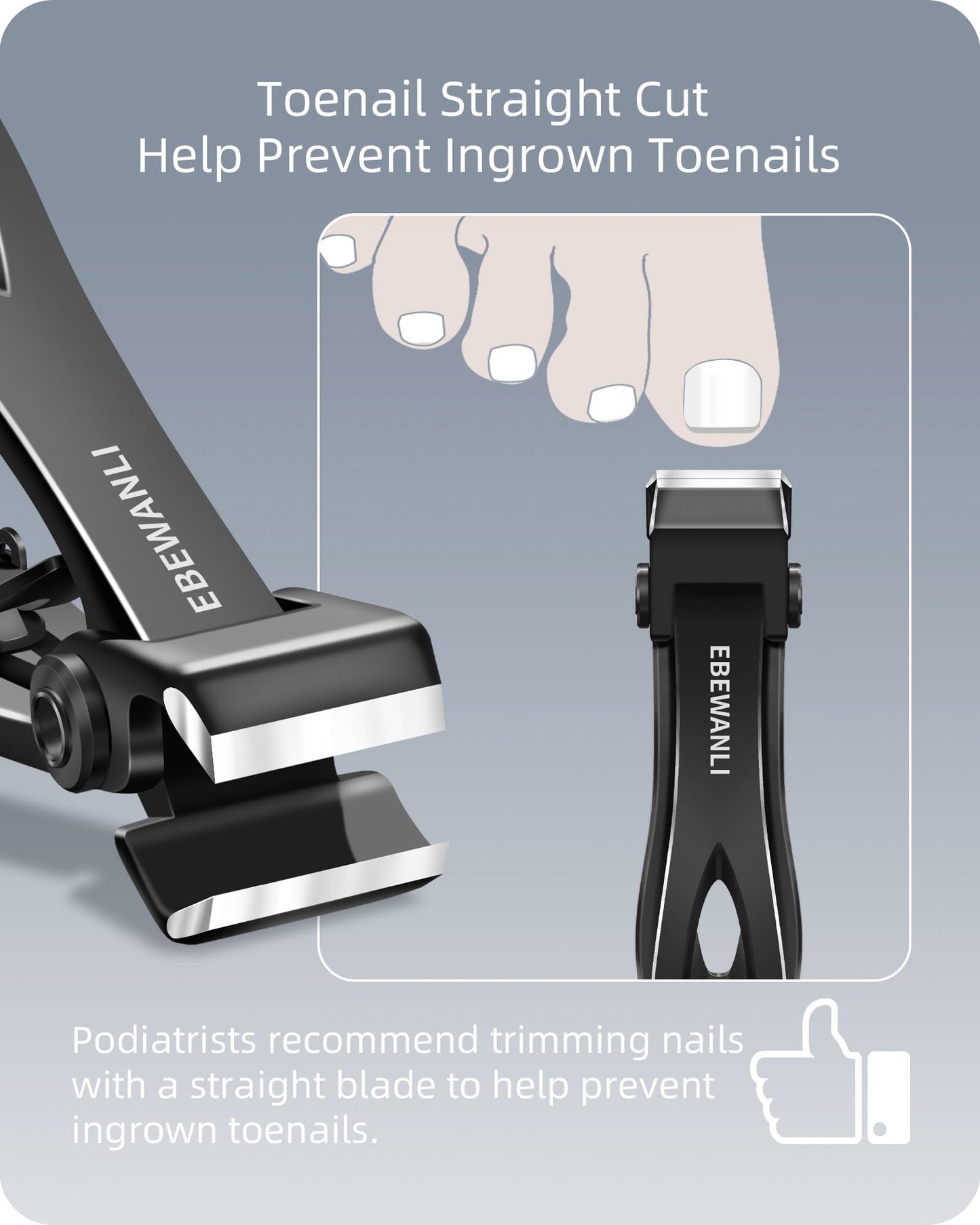 EBEWANLI Nail Clippers Set, Toe Nail Clippers for Men, 17mm Wide Jaw Opening Toenail Clippers for Thick Toenails, Straight and Curved Blade Heavy Duty Beauty & Personal Care EBEWANLI