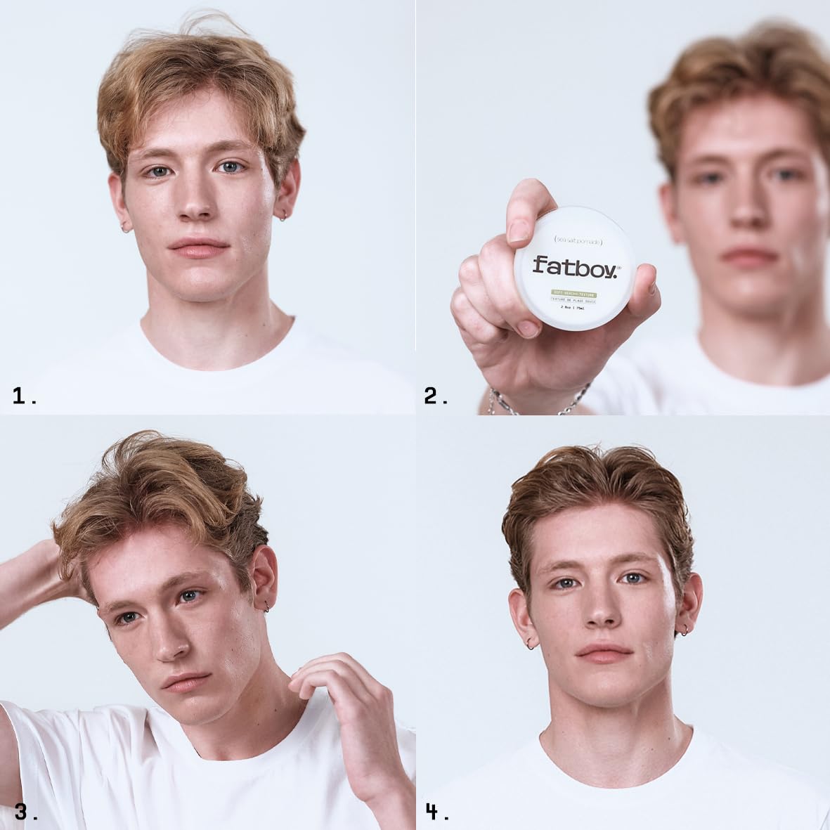 Fatboy Sea Salt Hair Pomade with Coconut Oil & Shea Butter, Lightweight Hold for Texture, Styling & Shine, Tousled Beach Waves Finish, Hair Care Beauty & Personal Care Fatboy Hair