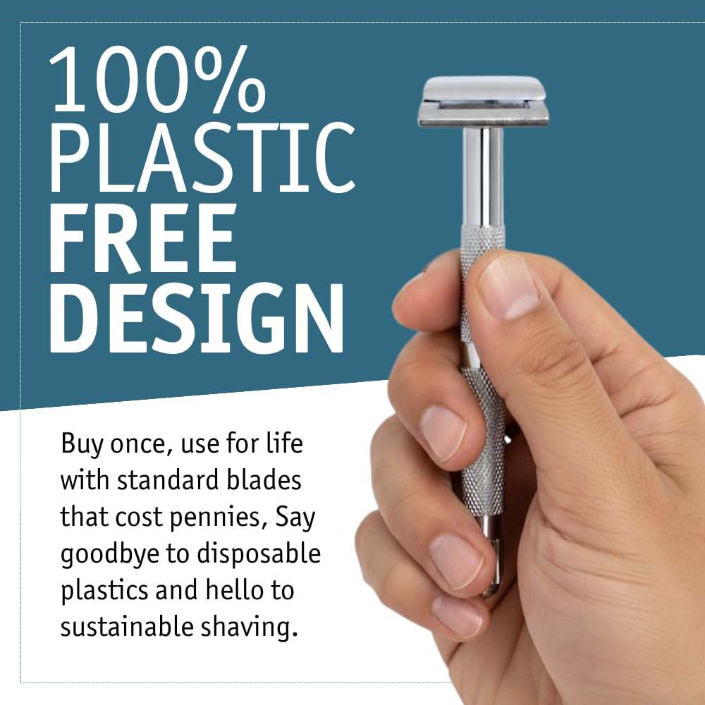MERKUR 907C Precision Moustache & Eyebrow Razor - Bright Chrome Finish, Brass Handle & Die-Cast Zinc Head, Ultra-Narrow Design for Controlled Contour Beauty and Personal Care MERKUR