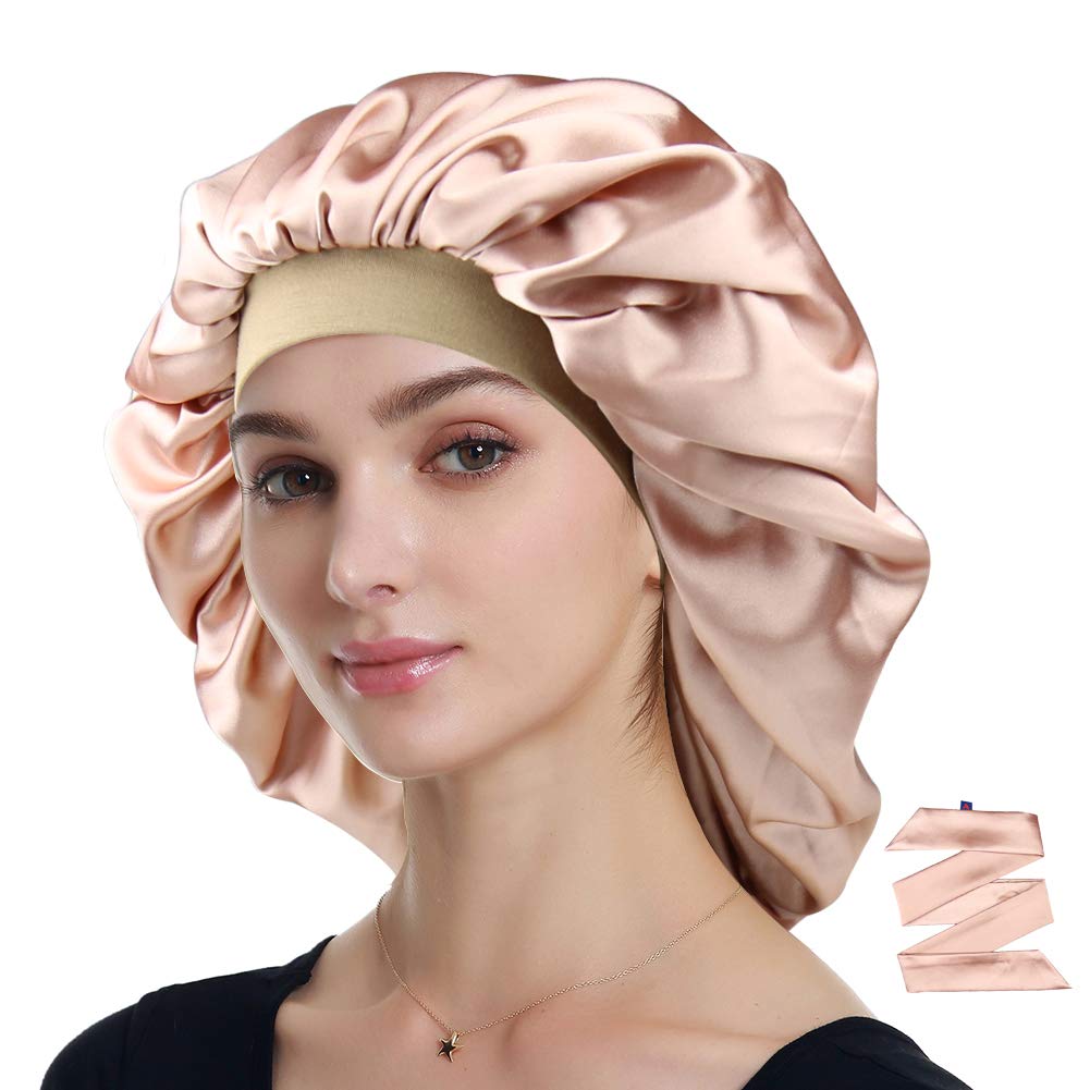 Night Cap Satin Hair Bonnet Sleeping Hat for Women Coral Red Beauty and Personal Care Alnorm