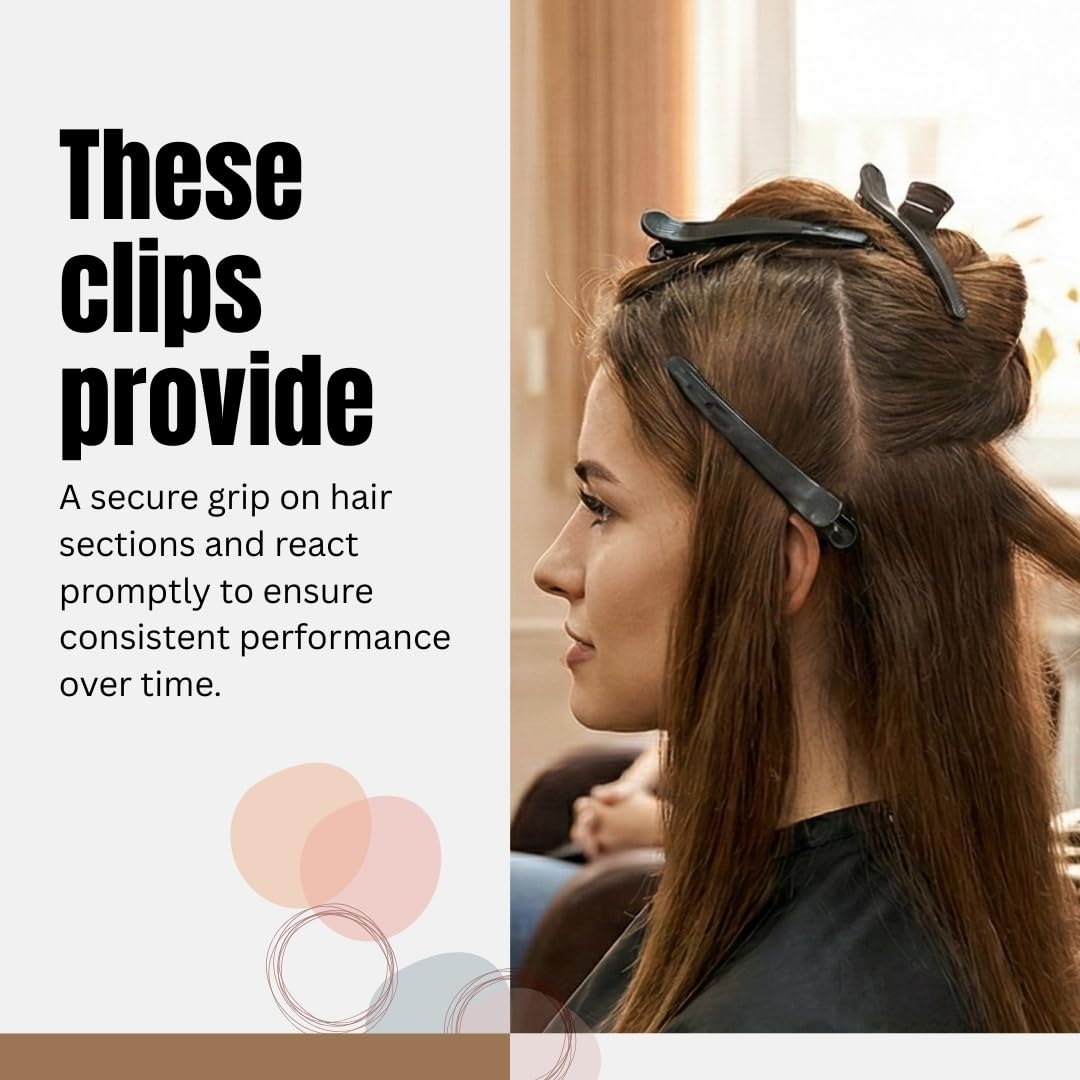 FOLELLO Hair Section Clips for Hair Styling, Unisex Salon Hairdressing Styling Accessories, Carbon Fibre, Lightweight, Durable, Heat Resistant,