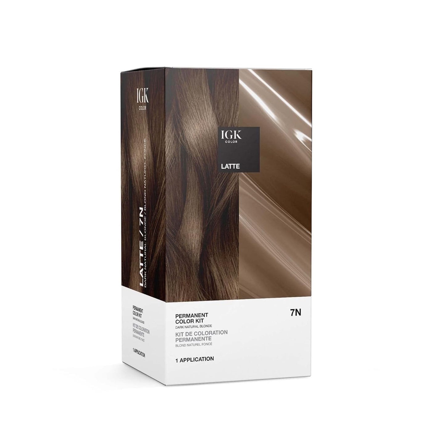 IGK Permanent Hair Color Kit | 7 N Latte - Dark Natural Blonde | 100% Gray Color Coverage + Strengthen + Shine | Ammonia Free Beauty & Personal Care IGK