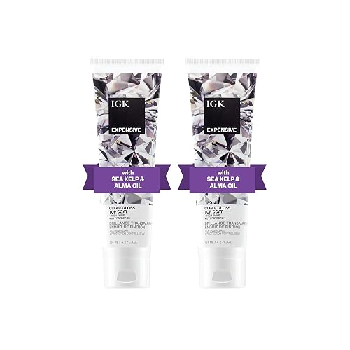 IGK EXPENSIVE Clear Gloss Top Coat | Shine + Strengthen + Smooth | Vegan + Cruelty Free | 4.2 Oz (Pack of 2) Beauty & Personal Care IGK