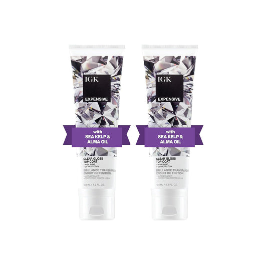 IGK EXPENSIVE Clear Gloss Top Coat | Shine + Strengthen + Smooth | Vegan + Cruelty Free | 4.2 Oz (Pack of 2) Beauty & Personal Care IGK