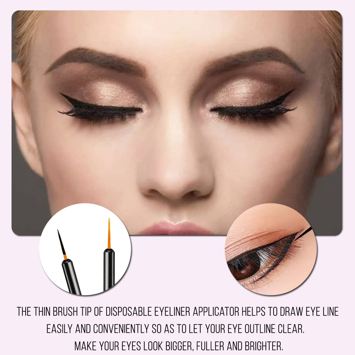 KINGMAS 100 Pack Eyeliner Brush, Disposable Ultra-fine Point Eyeliner Applicator Cosmetic Eye Wands Eye Liner Makeup Tool Beauty & Personal Care KINGMAS