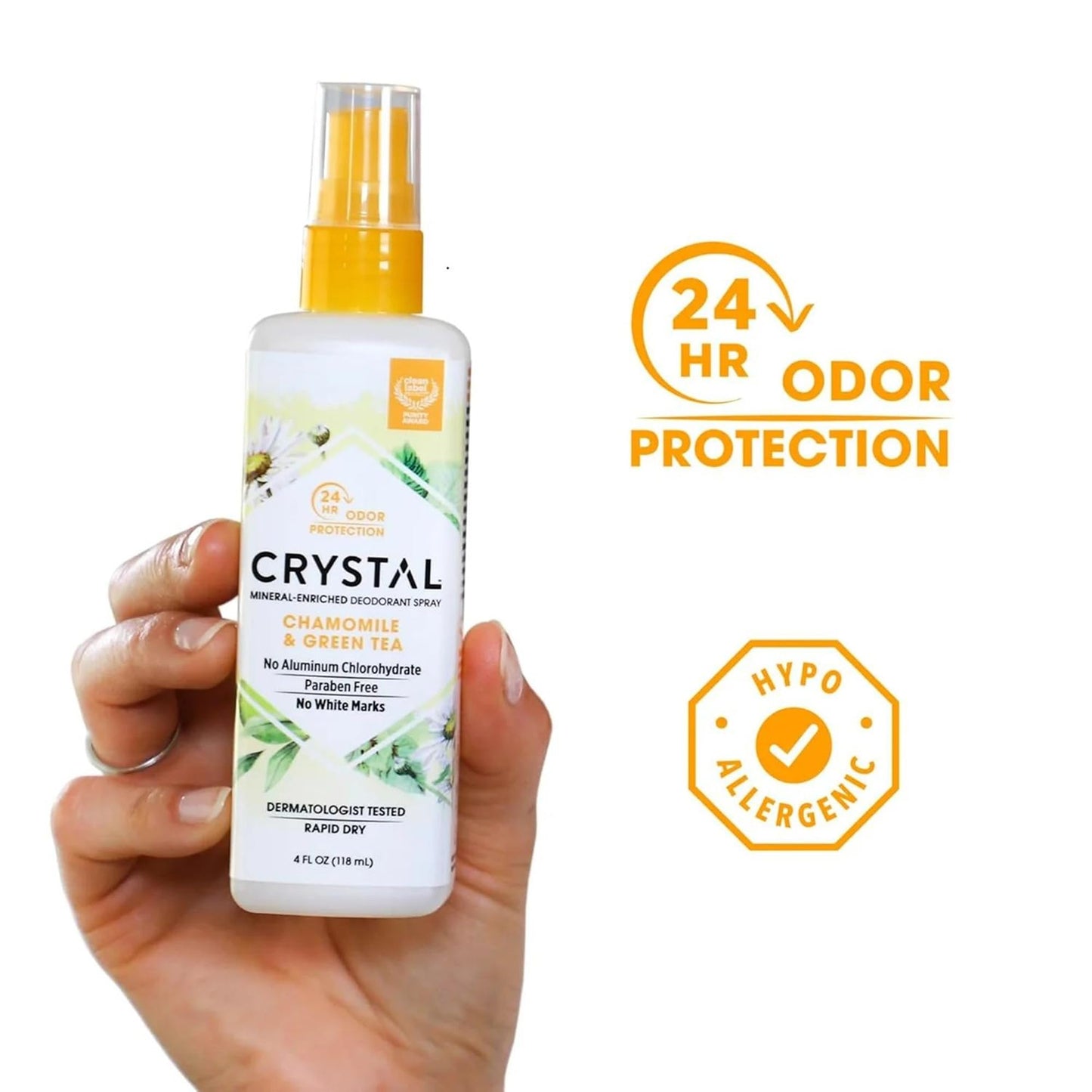 Crystal Deodorant Essence Spray 4 Ounce Chamomile/Green Tea, All Over Body Deodorant, (118ml) (3 Pack) Beauty and Personal Care Crystal Essence