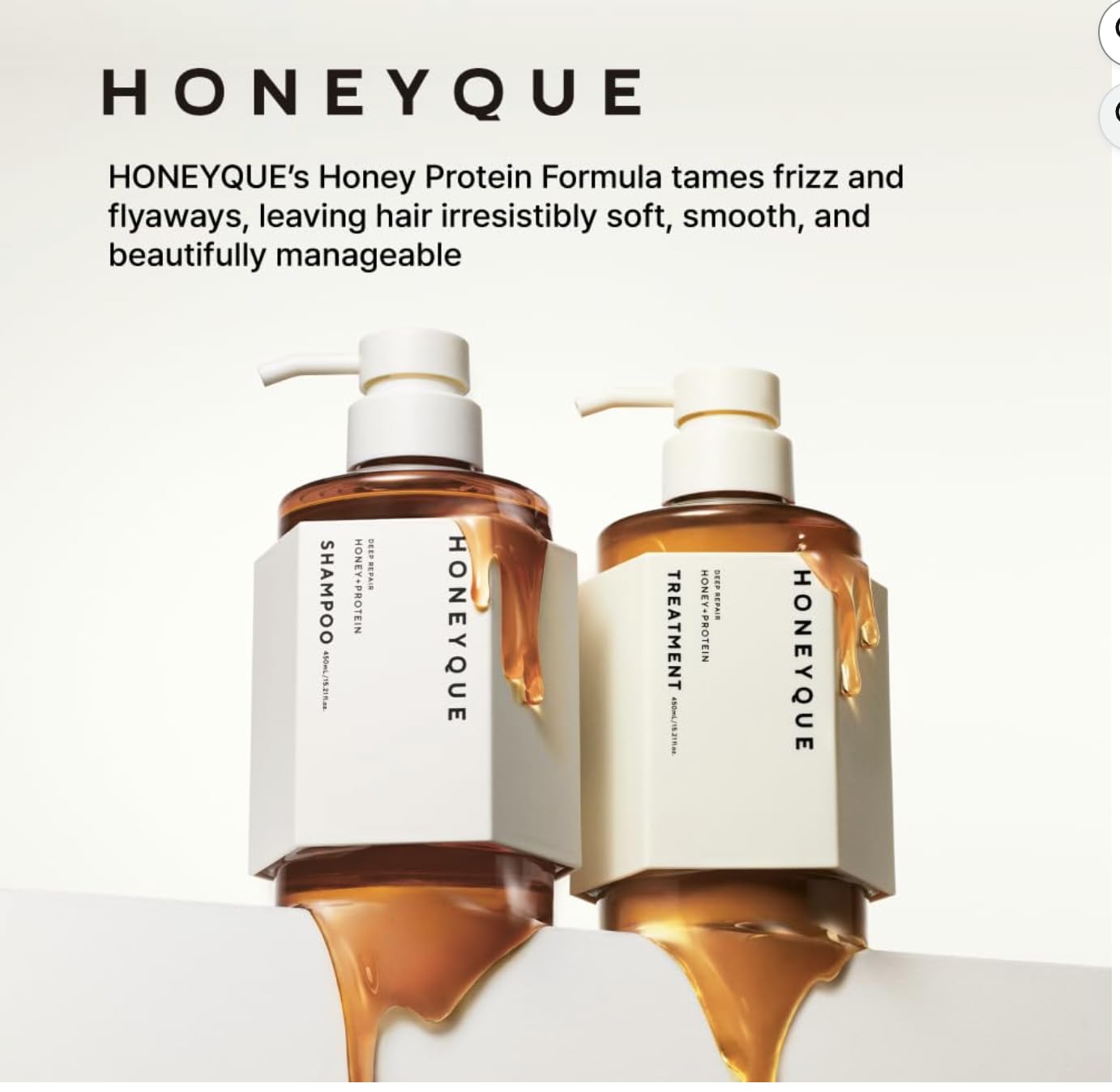 Deep Repair Honey Collogen Moist Shampoo & Conditioner Set (450ml / 15.2 fl oz Each) By HONEYQUE | Japanese Salon-Quality Sulfate-Free, Frizz Control Beauty & Personal Care HONEYQUE