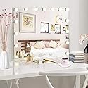 GLMOHOME Vanity Mirror Makeup Mirror with Lights,10X Lens,22.8"x 18.1" Hollywood Lighted Vanity Mirror with 15 Dimmable LED Bulbs,3 Color Modes,Touch Beauty & Personal Care GLMOHOME
