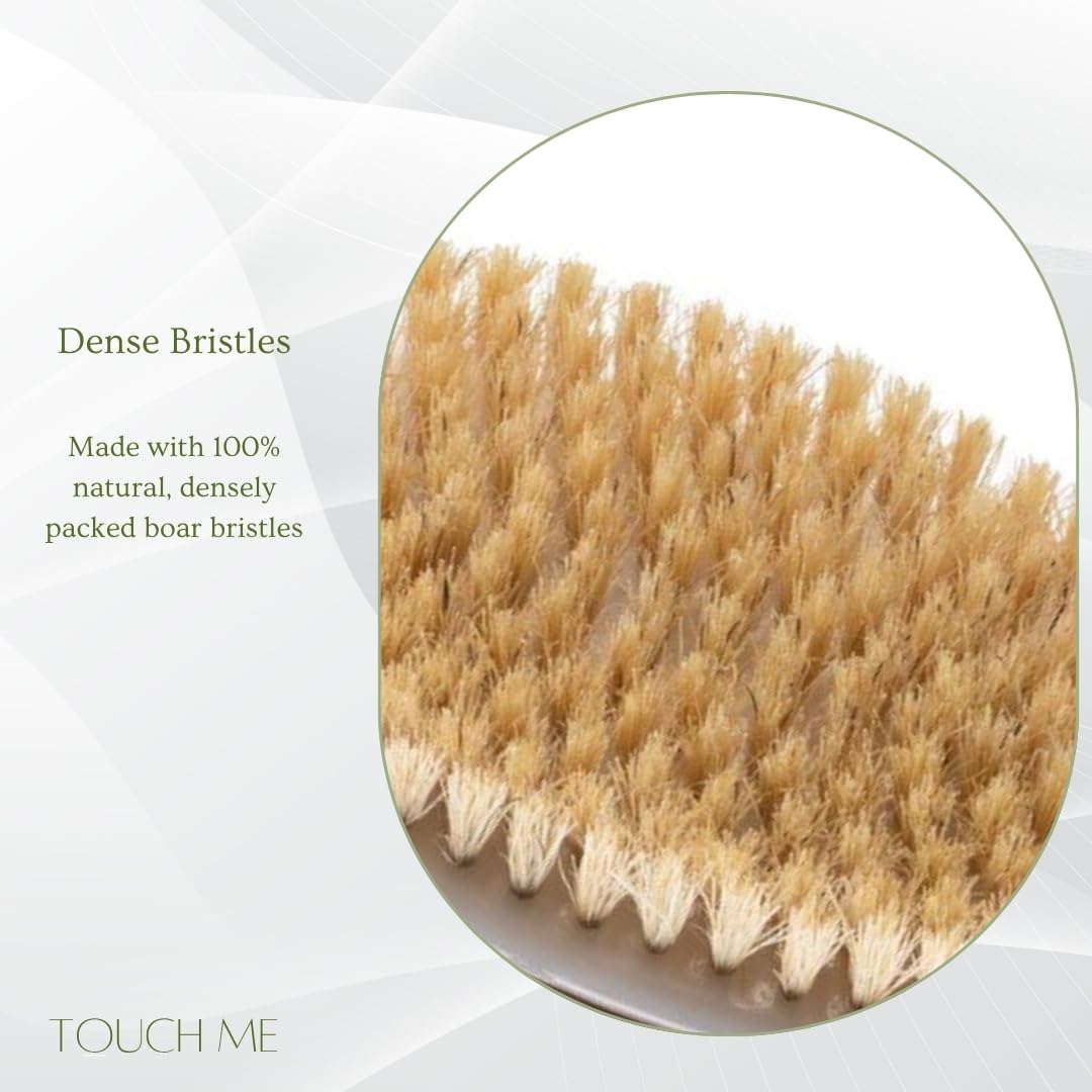 100% Natural Boar Bristle Body Brush with Contoured Wooden Handle by TOUCH ME Beauty & Personal Care Touch Me