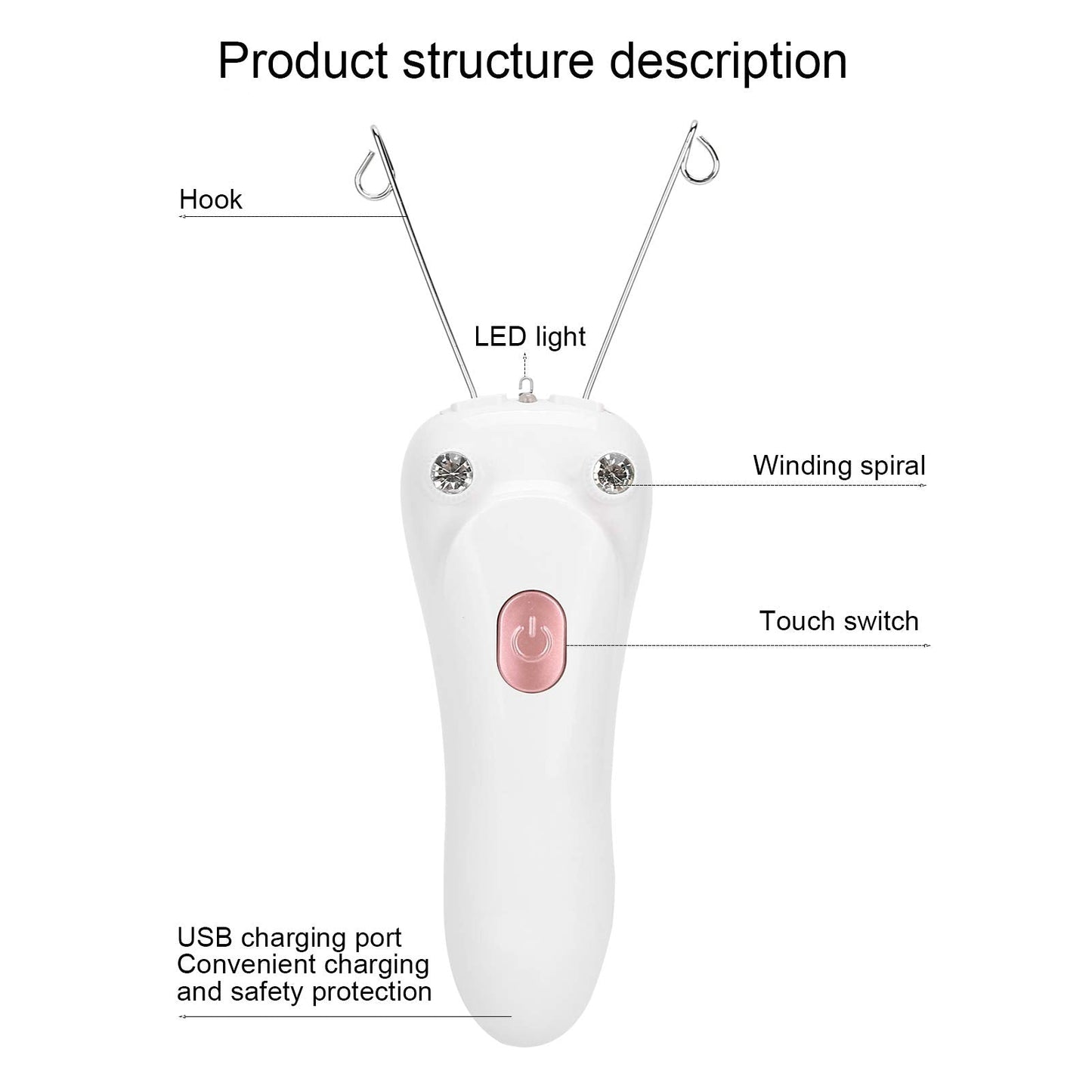Sunicon Facial Threading Hair Removal, USB Rechargeable Electric Women Cordless Facial Threading Epilator Ladies Beauty Epilator Trimmer Cotton Beauty and Personal Care Sunicon