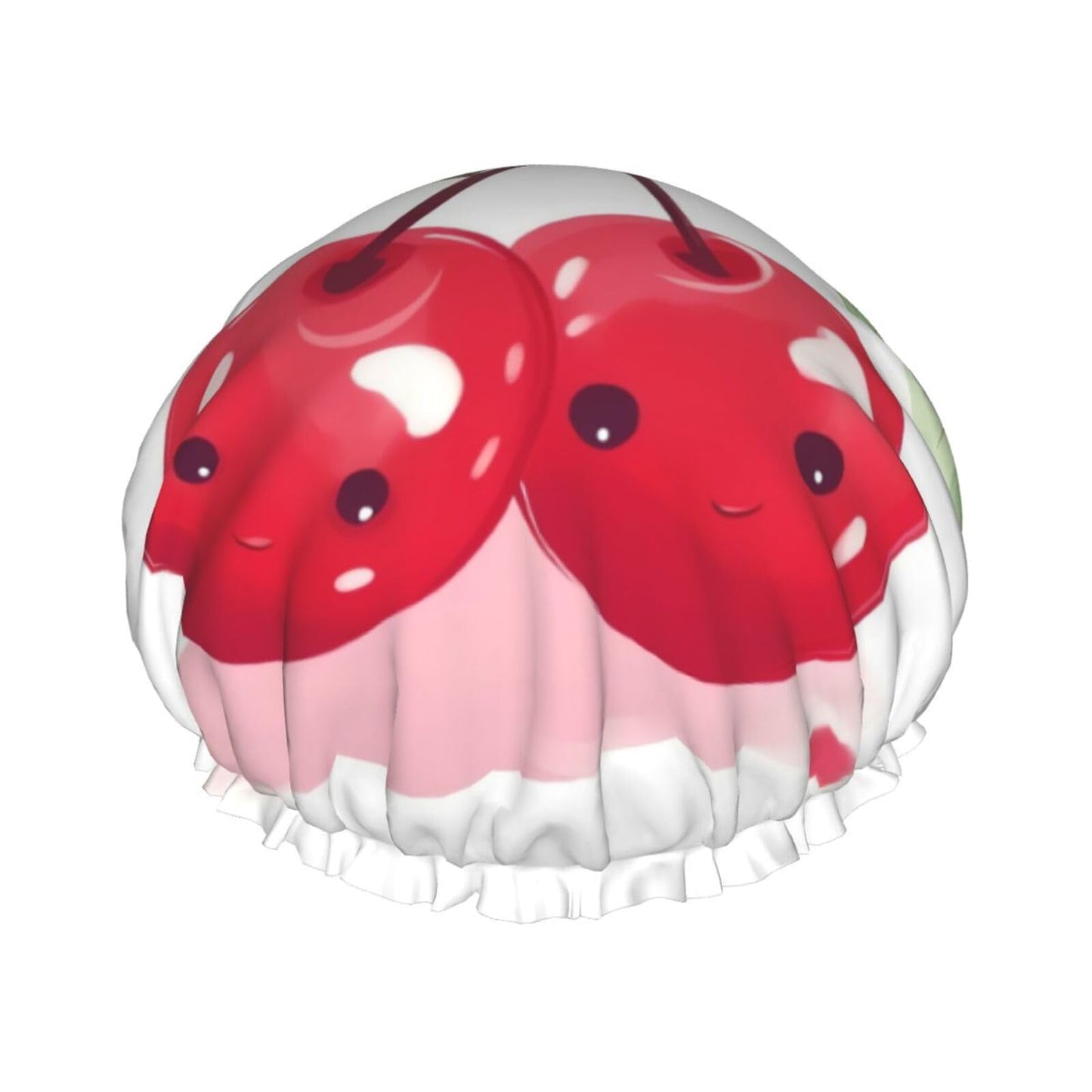 Cute Cherry Shower Cap for Women Men Large Reusable Shower Bonnet Double-Layer Waterproof Bath Caps Elastic Band Hair Hat for All Hairstyles Beauty and Personal Care BWLHJKE