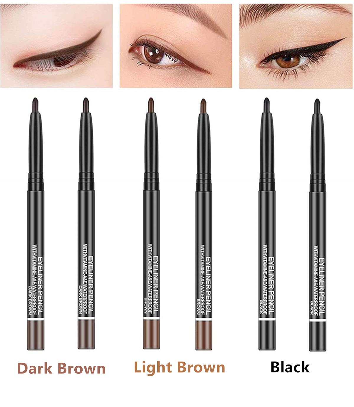 Go Ho Black,Light Brown,Dark Brown Eyeliner Pencils,6 Pack Gel Eye Liner Makeup Pencil,High Pigment Smooth Eyeliner Stick,Soft Easy to Color Eye Liner Beauty & Personal Care Go Ho