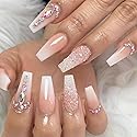 Yivaiks 24 Pcs Advanced Hand Made Customization Press on Nails, Luxurious Rhinestone Design Ballerina Fake Nails?Perfect Accessory for Banquets Beauty & Personal Care Yivaiks