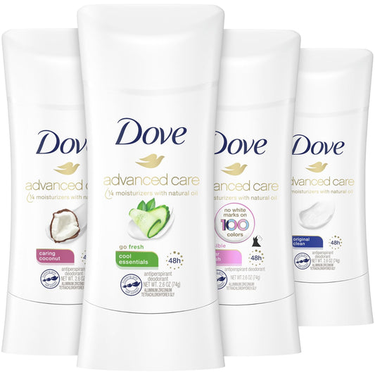 Dove Deodorant Set - Advanced Care Deodorant for Women, Dove Antiperspirant Deodorant, 48-Hour Effective Protection with Nourishing Oils for Soothing Beauty and Personal Care Dove