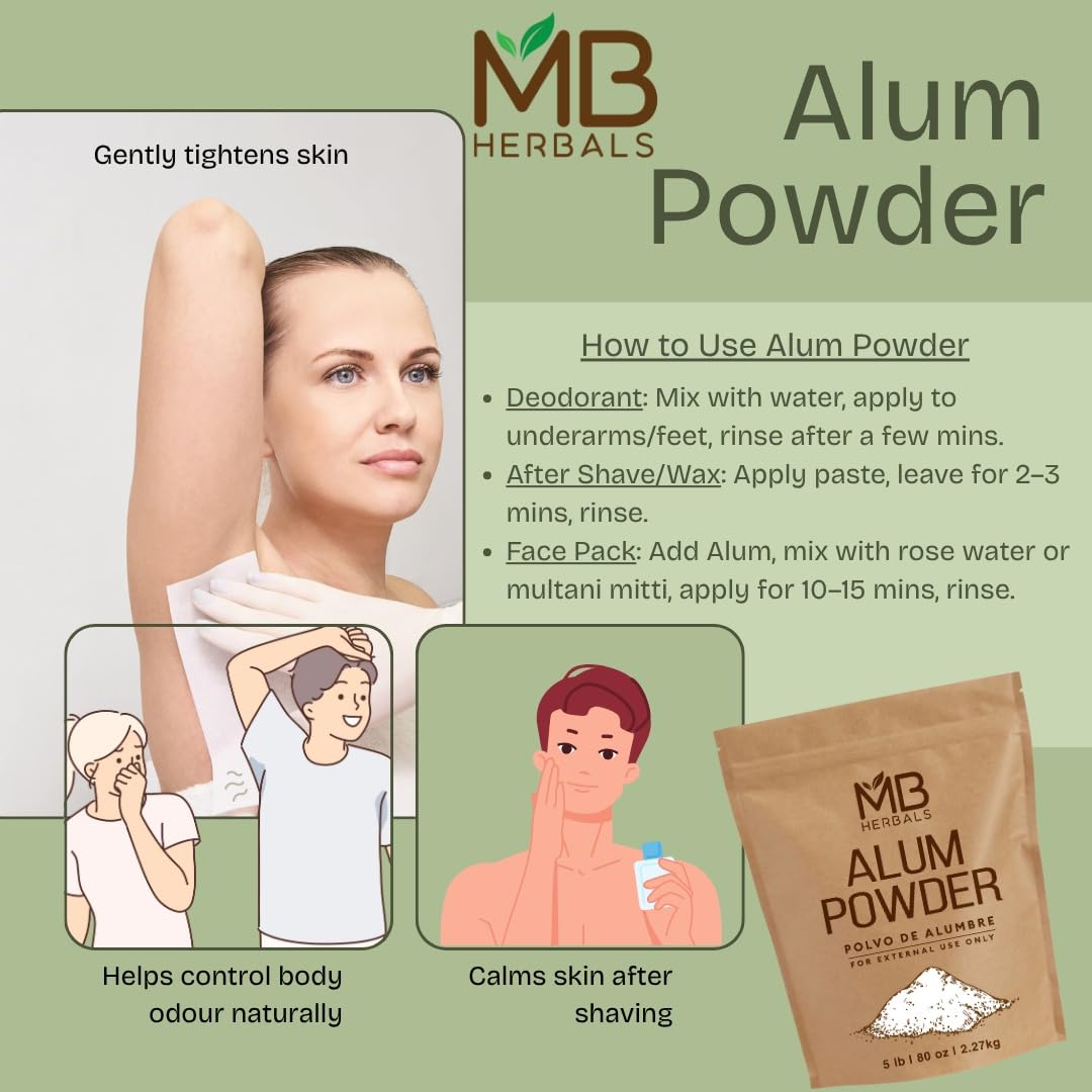 MB Herbals Alum Powder 100 Gram (3.5 oz) - Deodorant - After Shave - Leather Fabric and Paper Mordant - External Use Only Beauty and Personal Care MB Herbals