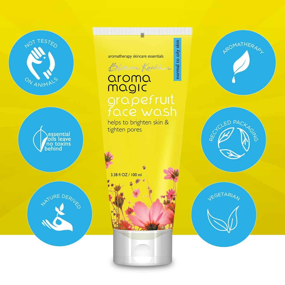 Aroma Magic Grapefruit Face Wash | Daily Cleanser for Normal to Oily Skin | Controls Oil, Tightens Pores, Revives & Refreshes Skin | Day & Night Use | Beauty & Personal Care Aroma Magic