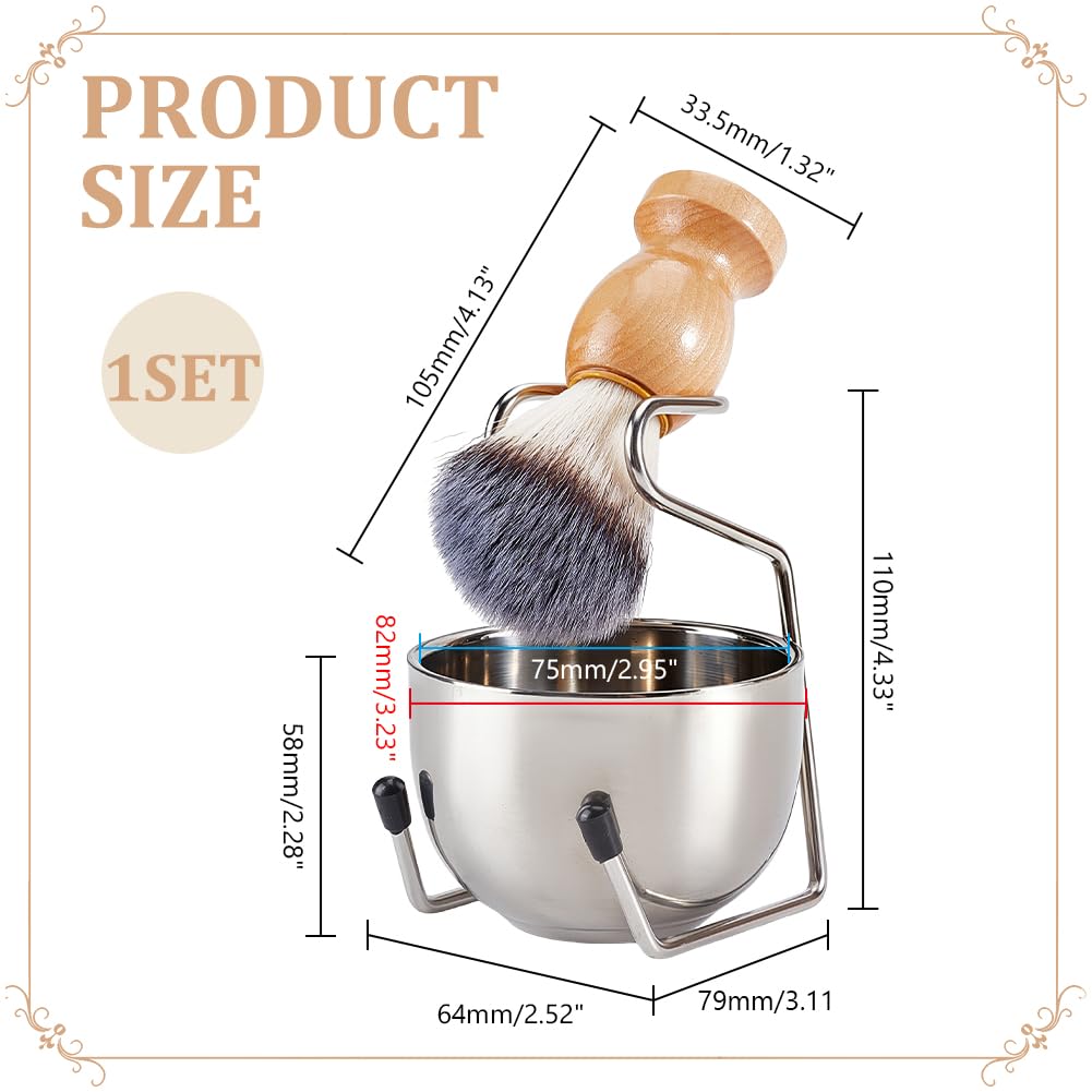 CRAFTYMELODY Shaving Brush Set for Men Platinum 3 In 1 Badger Hair Shaving Brush with Wood Handle Stainless Steel Shaving Bowl and Wet Shave Stand Beauty and Personal Care CRAFTYMELODY