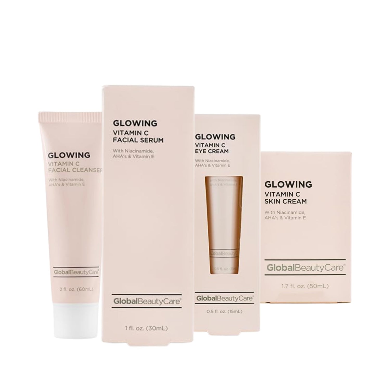 Global Beauty Care Vitamin C Skincare Set - Facial Cleanser (2.5oz), Facial Serum (1oz), Eye Cream (0.5oz), Skin Cream (1.7oz) - with Niacinamide Beauty & Personal Care Global Beauty Care