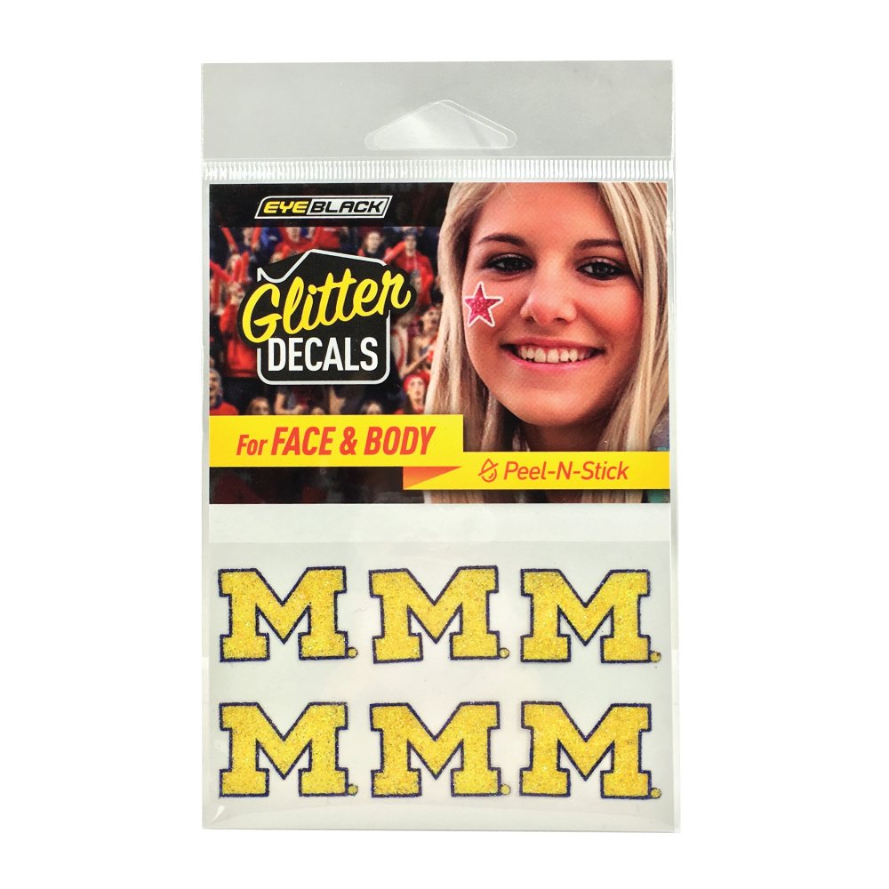 EyeBlack University of Michigan Wolverines Glitter Decal Under Eye Black Perfect for Tailgates, Game Days and Cheering Sport Team - 3 Pairs / 6 Decals Beauty & Personal Care EyeBlack