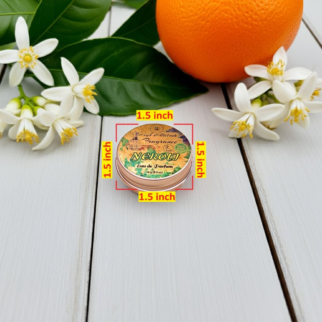 NEROLI Perfume - Eau de Parfum - Solid Balm - Natural Essential Oils Aromatherapy Fragrance (Orange Blossoms, Citrus Aurantium, Tuberose, Mandarin Beauty & Personal Care HIGH ALTITUDE ORGANICS