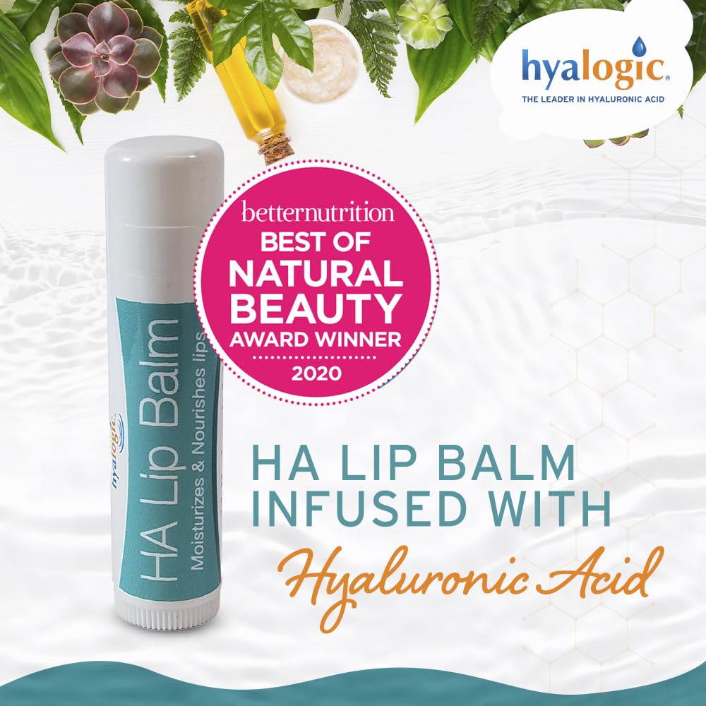 Hyalogic HA Lip Balm - Hyaluronic Acid & Organic, Natural Coconut Oil - Soothes Dry, Chapped Lips - Plumping, Moisturizing & Nourishing - Unflavored Beauty and Personal Care Hyalogic