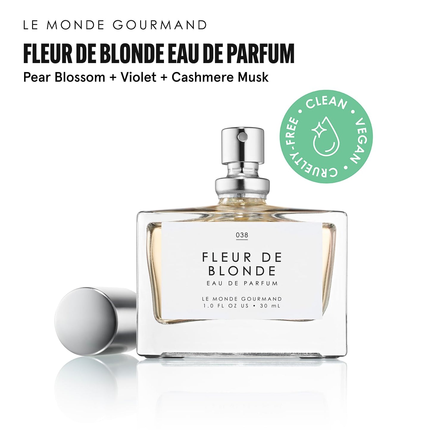 Le Monde Gourmand Fleur de Blonde Eau de Parfum Spray Perfume for Women, Pear Blossom, Ambrette & Cashmere Musk Soft Floral Scent, Vegan & Cruelty Beauty & Personal Care Le Monde Gourmand