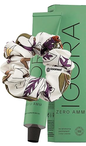 IgoraZero AMM 7-1 Medium Blonde Cendre No Ammonia Permanent Hair Color Creme 2.1 oz | IgoraRoyal Professional Hair Dye + Goomee Hair Scrunchie Bundle Beauty & Personal Care Goomee
