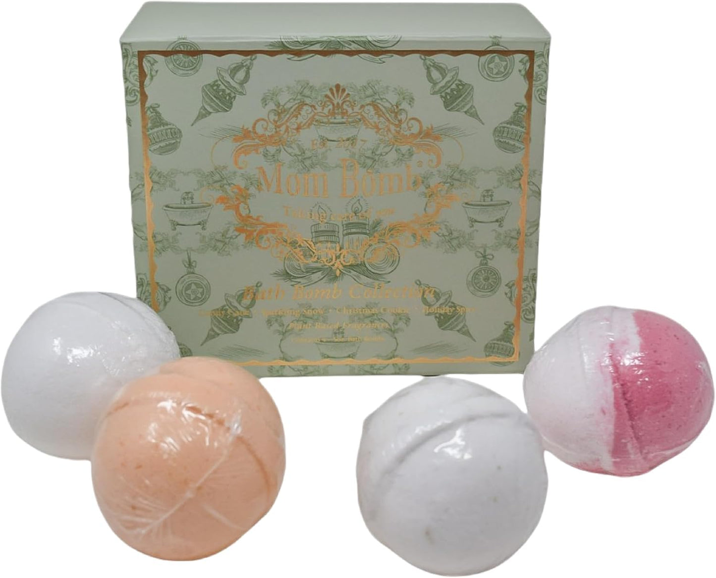 Mom Bomb Bath Bomb (Candy Cane, Sparkling Snow, Christmas Cookie, Holiday Spice) Beauty and Personal Care Mom Bomb