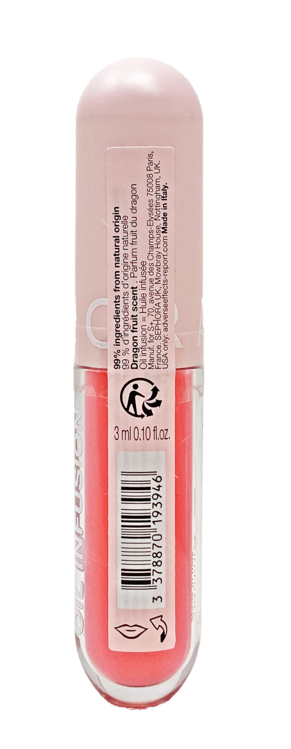 SEPHORA COLLECTION Oil Infusion Hydrating Lip Oil - Dragon Fruit (vibrant pink) 0.10 oz/3 ml Beauty and Personal Care SEPHORA