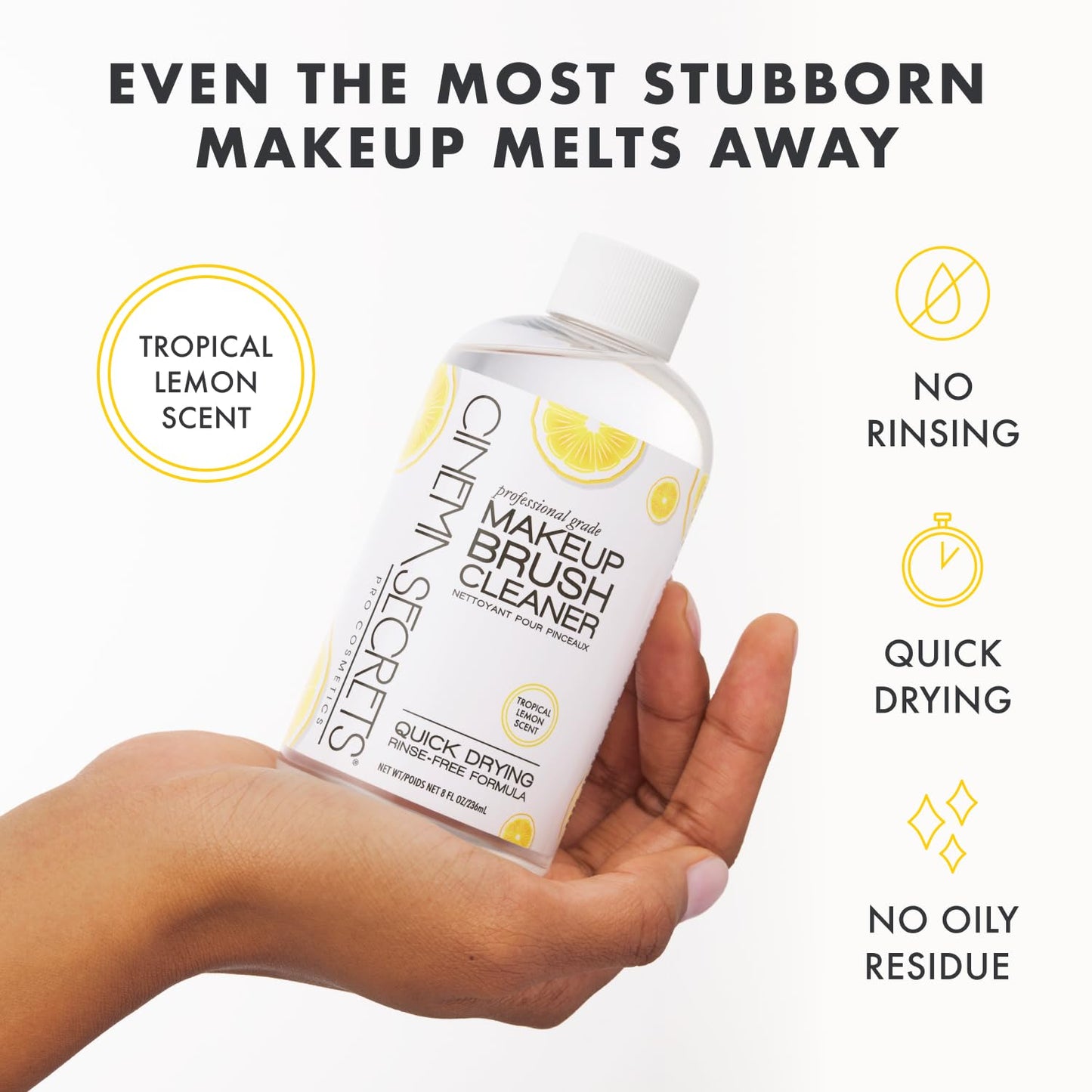 Cinema Secrets Original Makeup Brush Cleaner Spray - Professional Cleanser for Makeup Brushes - Quick-Drying, Rinse-Free Formula - Removes Stubborn Beauty & Personal Care CINEMA SECRETS