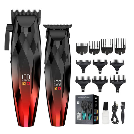 WAIKIL Professional Hair Clipper and Trimmer Set for Men, Cordless Barber Clippers with LED Display, Rechargeable Hair Cutting Kit for Hair, Beard Beauty and Personal Care WAIKIL