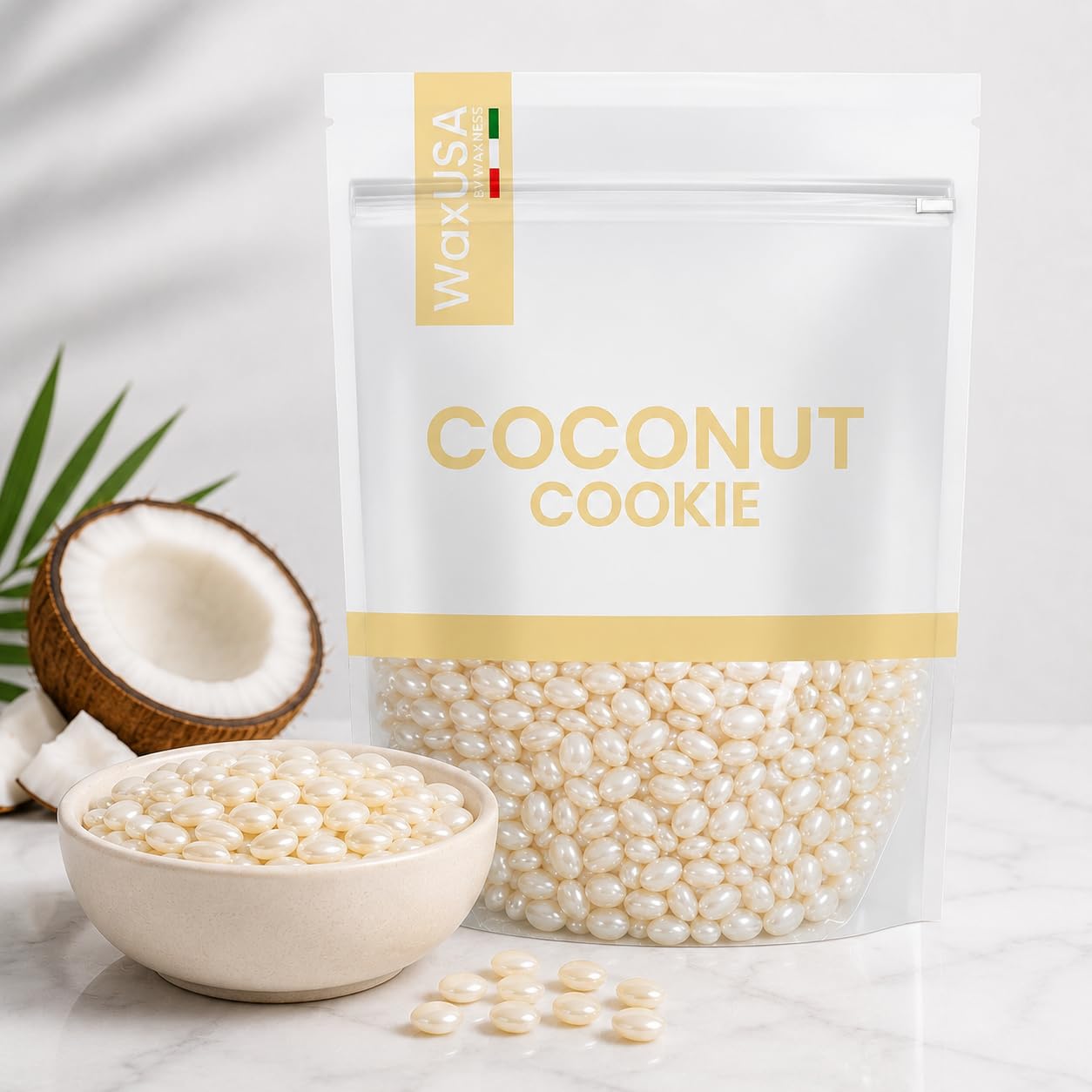 WaxUSA by Waxness Hard Wax Beads 1 lb (450g) Pack of 20 - Coconut Cookie Creamy Texture - Professional Stripless Hair Removal - Made in Italy Beauty and Personal Care Waxness