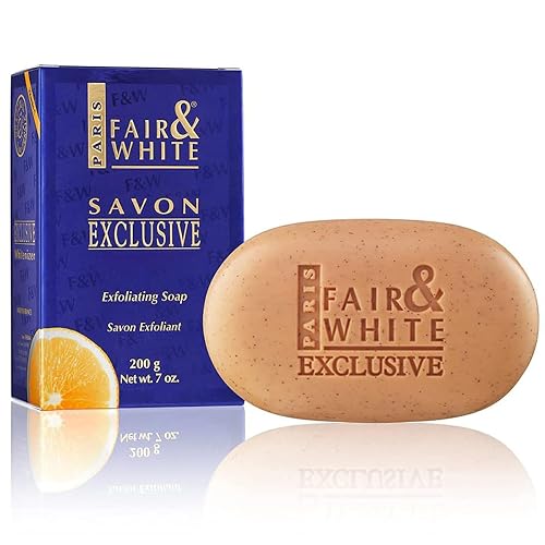 FAIR & WHITE Exclusive Exfoliating Soap - 7 oz / 200 g - Skin Brightening Bar, Moisturizing Soap for Uneven Skin Tone, with Vitamin C and Shea Butter Beauty & Personal Care FAIR & WHITE