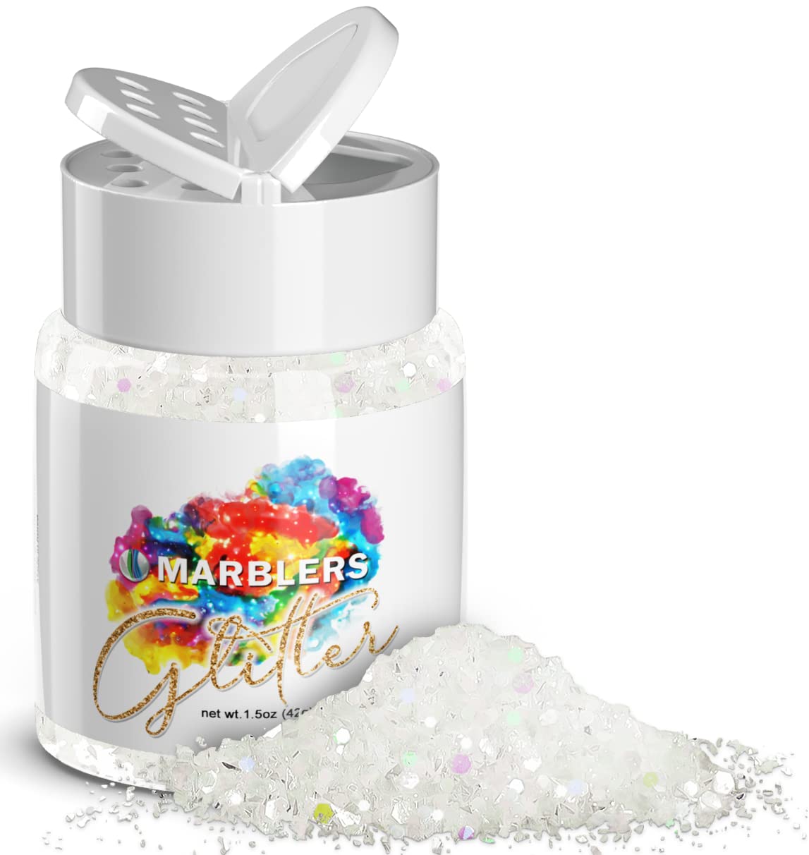 MARBLERS Holographic Glitter [Mixed White] 1.5oz (42g) | Chunky | Non-Toxic, Vegan, Cruelty-Free | Face, Body, Eyeshadow, Hair, Festival, Party Makeup Beauty & Personal Care MARBLERS
