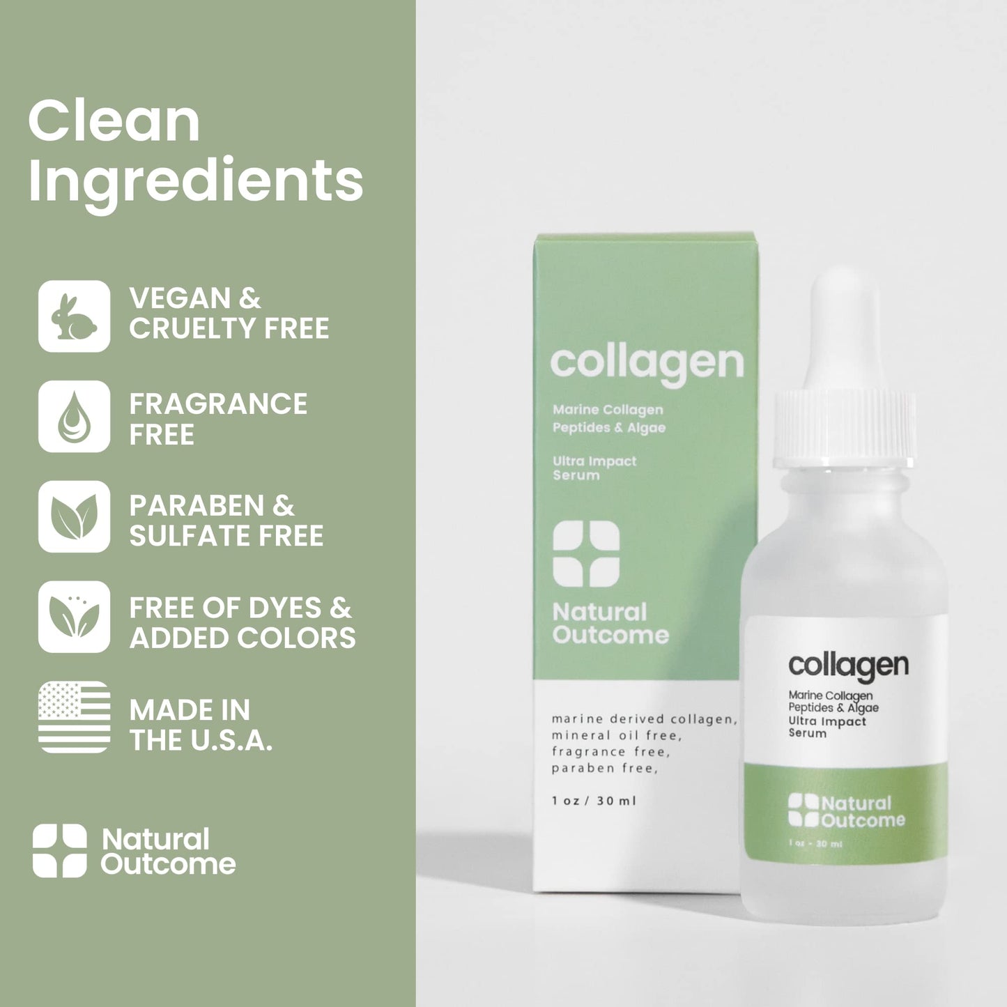 Collagen Peptide Serum for Face, Daily Firming, Lifting and Wrinkle Reducing Facial Serum with Marine Derived Collagen and Hyaluronic Acid 1 oz Beauty & Personal Care natural outcome