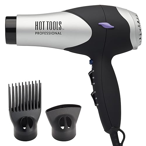 Hot Tools Pro Artist Turbo Styling Hair Dryer | Lightweight and Quiet, Silver/Black, 1 Count (Pack of 1) Beauty & Personal Care HOT TOOLS