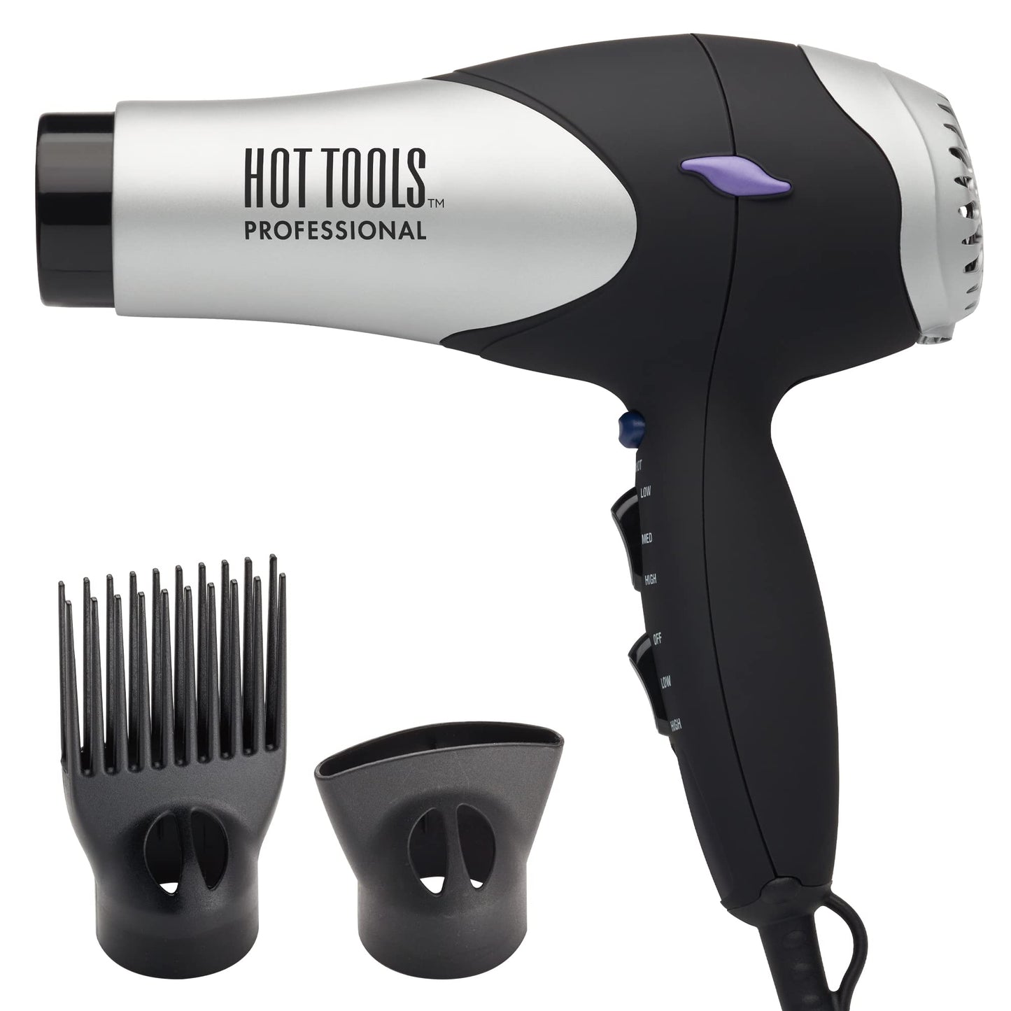 Hot Tools Pro Artist Turbo Styling Hair Dryer | Lightweight and Quiet, Silver/Black, 1 Count (Pack of 1) Beauty & Personal Care HOT TOOLS